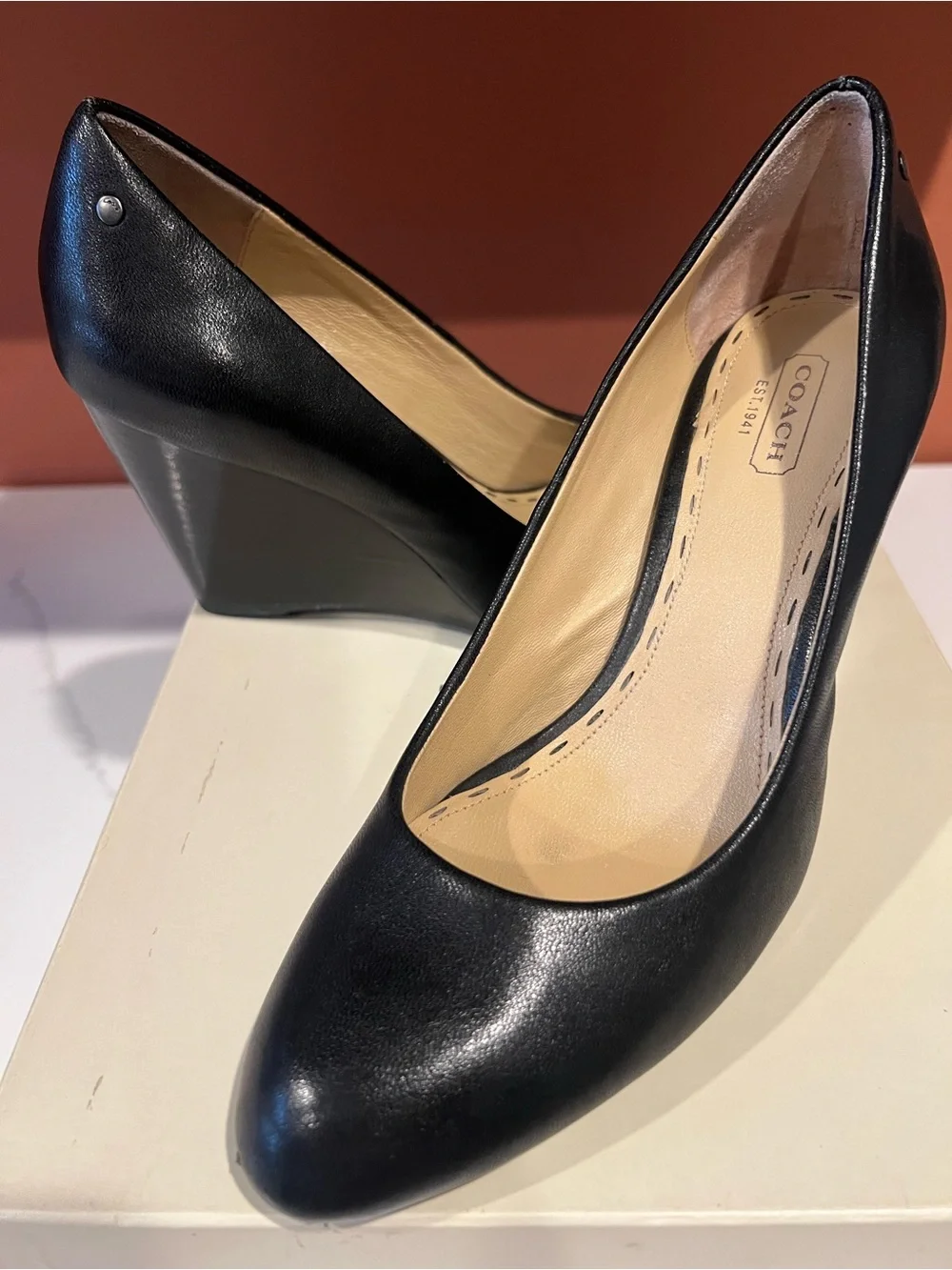 Coach Black Leather Round-Toe Pumps - Women's Heels